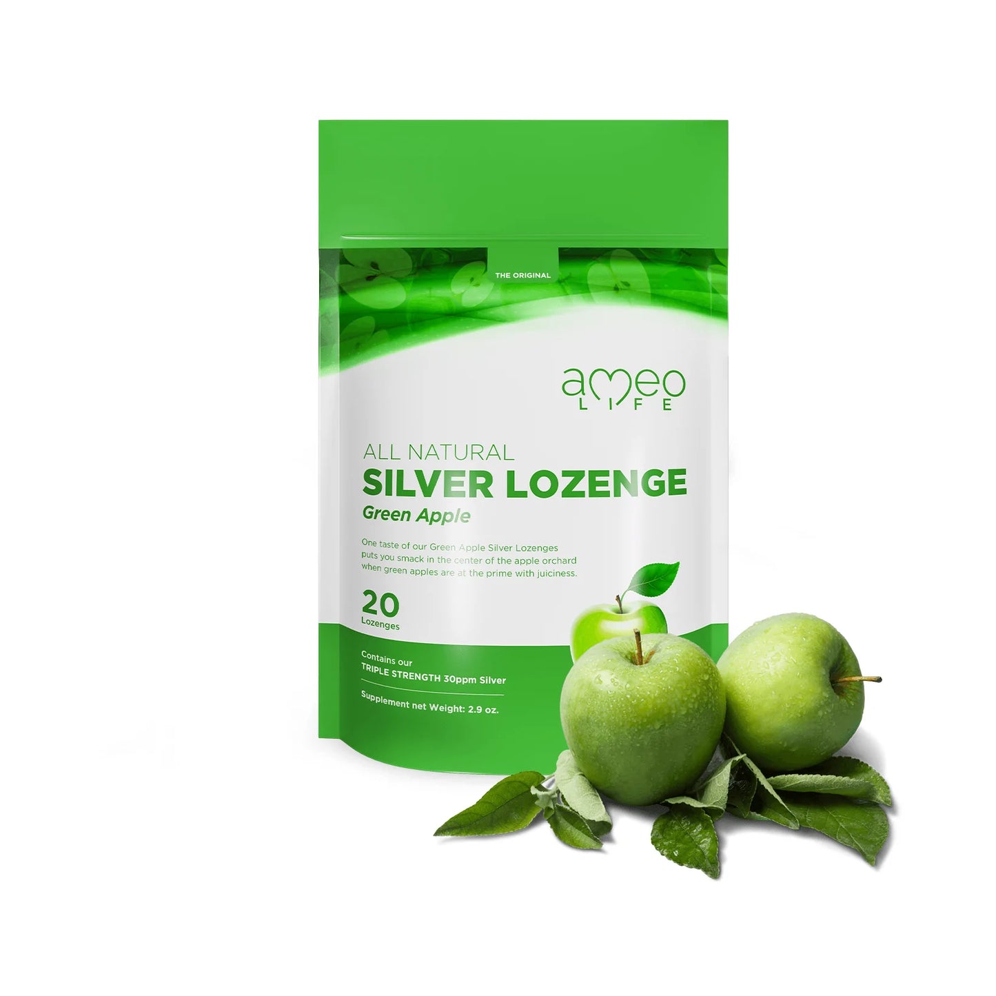 20 CT ORGANIC SILVER LOZENGE GREEN APPLE